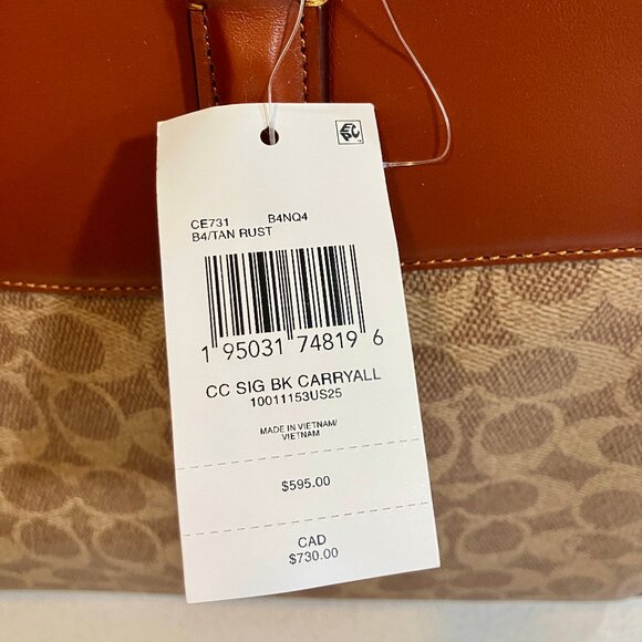 Coach Authentic CC Signature Brooke New Carryall Handbag - Picture 5 of 16